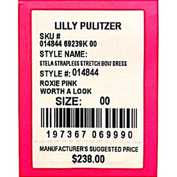 Lilly Pulitzer Stela Strapless Bow Dress in Roxie Pink/Worth A Look NWT - 00 - Picture 8 of 9